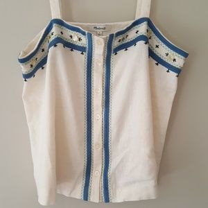 Madewell Button Embroidered Top, Sz 4